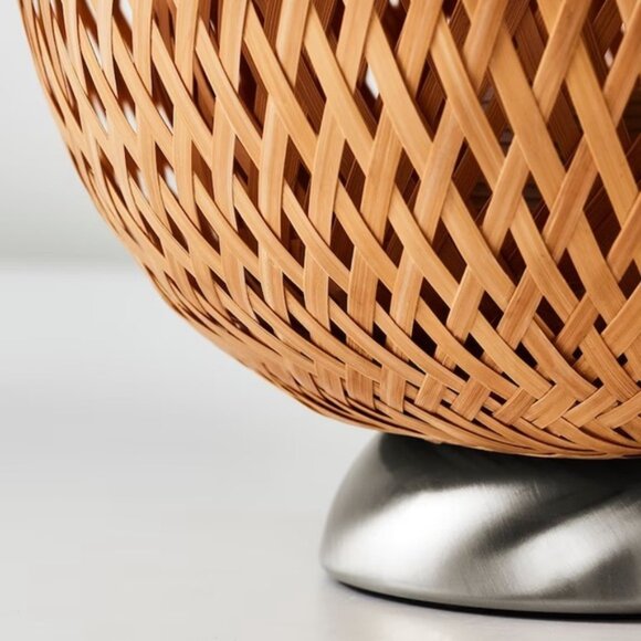 BOJA Bamboo Hand Woven Table Lamp Neutral Natural Minimalist 16" Bedside